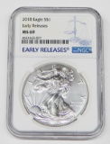 2018 SILVER EAGLE - NGC MS69 EARLY RELEASES