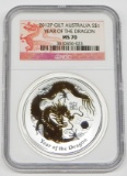 AUSTRALIA - 2012 GILT YEAR of the DRAGON 1 OZ .999 FINE - NGC MS70