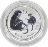 AUSTRALIA - 2016 YEAR of the MONKEY - 1/2 TROY OZ .999 FINE SILVER