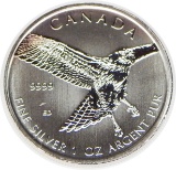 CANADA - 2015 ONE TROY OUNCE .9999 FINE SILVER RED-TAILED HAWK