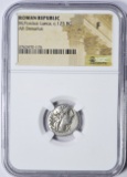 ANCIENT - ROMAN REPUBLIC - M. PORCIUS LAECA AR DENARIUS - 125 BC - NGC F