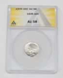 1935 MERCURY DIME - ANACS AU58