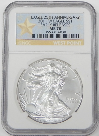 2011-W SILVER EAGLE - NGC MS70 EARLY RELEASES - 25th ANNIVERSARY