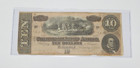 FEBRUARY 17, 1864 CONFEDERATE $10 NOTE