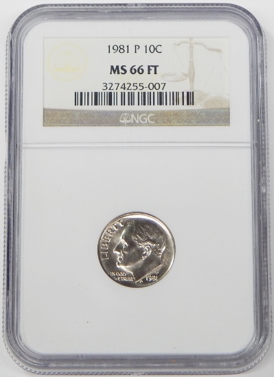 1981-P ROOSEVELT DIME - NGC MS66 FULL TORCH