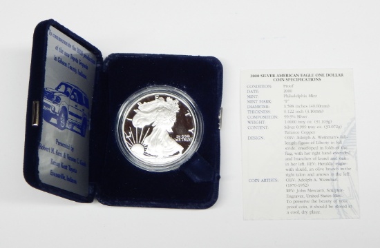 2000 PROOF SILVER EAGLE in BOX - SPECIAL TOYOTA PRESENTATION LABEL