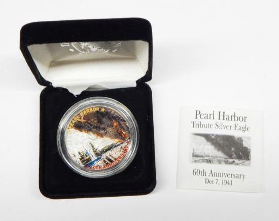 PEARL HARBOR TRIBUTE COLORIZED SILVER EAGLE in BOX