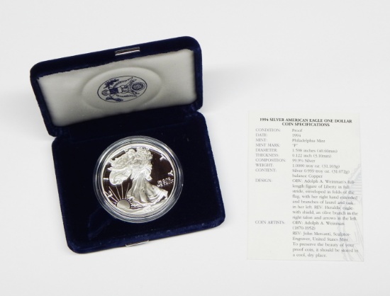 1994 PROOF SILVER EAGLE in BOX - KEY DATE