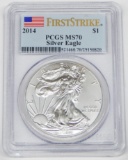 2014 SILVER EAGLE - PCGS MS70 FIRST STRIKE