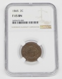 1865 TWO CENT PIECE - NGC F15