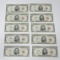 10 LIGHTLY CIRCULATED 1963 RED SEAL $5 UNITED STATES NOTES