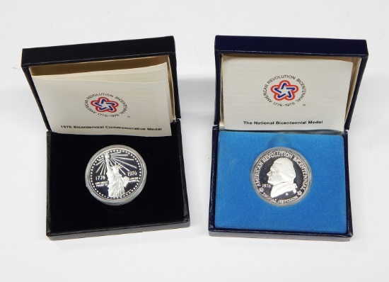 TWO (2) STERLING SILVER BICENTENNIAL MEDALS in BOXES