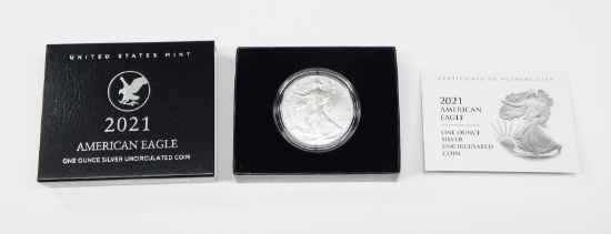 2021-W TYPE 2 BURNISHED SILVER EAGLE - UNCIRCULATED in BOX with COA