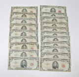 20 CIRCULATED 1953 & 1963 RED SEAL $5 UNITED STATES NOTES