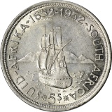 SOUTH AFRICA - 1952 FIVE SHILLINGS - FOUNDING of CAPETOWN - .4546 TROY OZ ASW