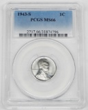 1943-S STEEL LINCOLN CENT - PCGS MS66