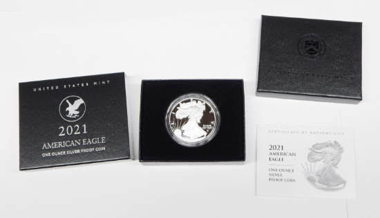 2021-W TYPE 2 PROOF SILVER EAGLE in BOX with COA