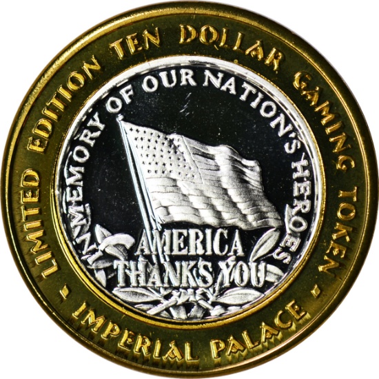 SILVER & BRONZE CASINO TOKEN - IMPERIAL PALACE - MEMORY of our NATION'S HEROES