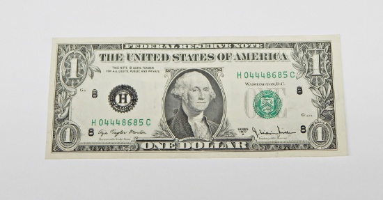 1977 $1 FEDERAL RESERVE NOTE - INKING ERROR