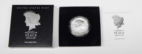 2021 PEACE DOLLAR in BOX with COA