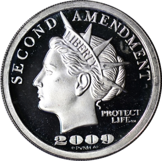 2009 SECOND AMENDMENT (LIBERTY DOLLAR) SILVER ROUND - 1 TROY OZ .999 FINE