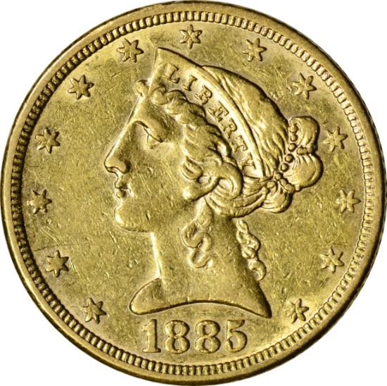 1885 $5 LIBERTY HEAD GOLD PIECE
