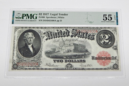 1917 $2 LEGAL TENDER NOTE - FR. 60 - PMG AU 55 EPQ