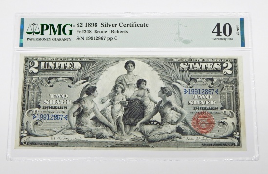 1896 EDUCATIONAL $2 SILVER CERTIFICATE - FR. 248 - PMG EX 40 EPQ