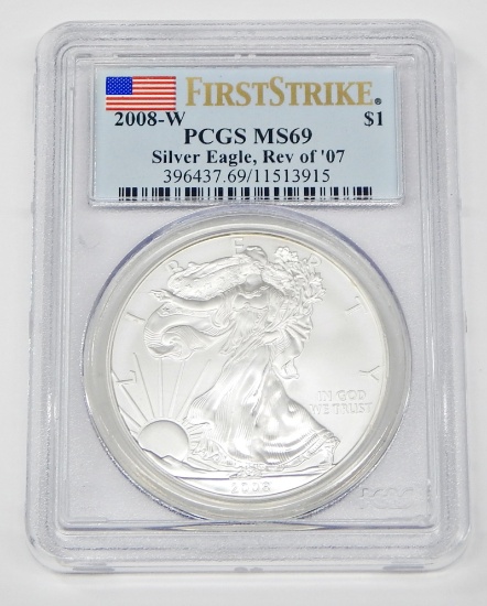 2008-W REVERSE of '07 SILVER EAGLE - PCGS MS69 FIRST STRIKE