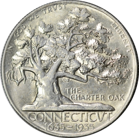 1935 CONNECTICUT COMMEMORATIVE HALF DOLLAR - UNC DETAILS