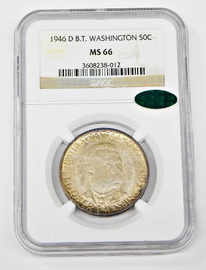 1946-D BOOKER T WASHINGTON COMMEMORATIVE HALF - NGC MS66 CAC