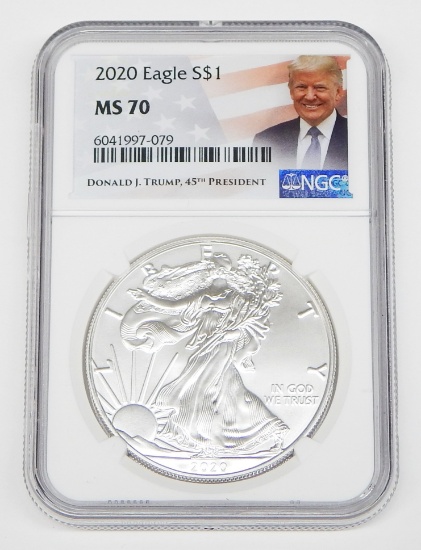2020 AMERICAN SILVER EAGLE - NGC MS70 - DONALD TRUMP HOLDER