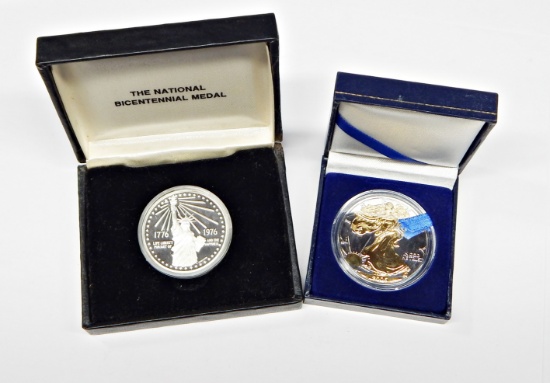 COLORIZED 2006 SILVER EAGLE and STERLING SILVER BICENTENNIAL MEDAL