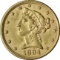 1894 $5 LIBERTY HEAD GOLD PIECE - AU