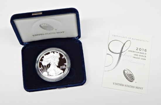 2016 PROOF SILVER EAGLE in BOX with COA