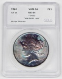 1923 PEACE DOLLAR - VAM-1A WHISKER JAW TOP 50 VARIETY - SEGS MS64 - BEAUTIFULLY TONED