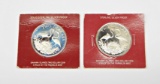 BAHAMAS - TWO (2) 1975 $2 STERLING SILVER PROOFS - 1.77 TROY OZ ACTUAL SILVER WEIGHT