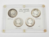 CANADA - SET of FOUR (4) 1965 SILVER DOLLARS - DIFFERENT VARIETIES