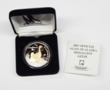 2007 OFFICIAL STATE of ALASKA GEESE MEDALLION - 1 TROY OZ .999 FINE SILVER PROOF