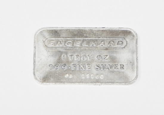 VINTAGE ENGELHARD 1 OZ .999 FINE SILVER BAR