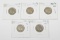FIVE (5) 1938-D BUFFALO NICKELS with REPUNCHED MINTMARKS - (2) 1938-D/S, (3) 1938-D/D