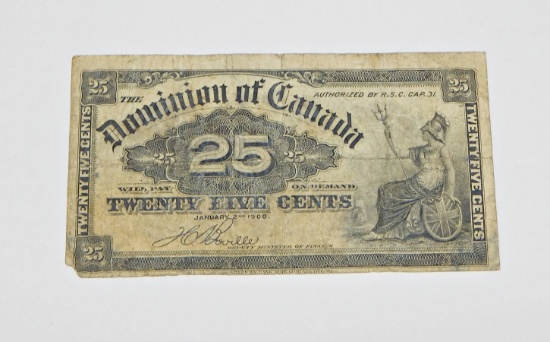 DOMINION of CANADA - 1900 25 CENT NOTE