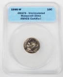 1996-W ROOSEVELT DIME - ANACS CERTIFIED UNCIRCULATED