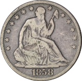 1858-O SEATED LIBERTY HALF DOLLAR