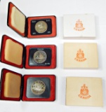 CANADA - THREE (3) SILVER DOLLARS in BOXES - ATTRACTIVE TONING - (2) 1972, 1973