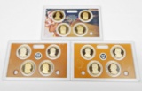 THREE (3) PRESIDENTIAL DOLLAR PROOF SETS without BOXES - 2009, 2012, 2013