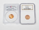 TWO (2) SATIN FINISH SMS LINCOLN CENTS - 2005 & 2007