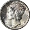1945-D MERCURY DIME - NEAR-GEM UNCIRCULATED with FULL BANDS