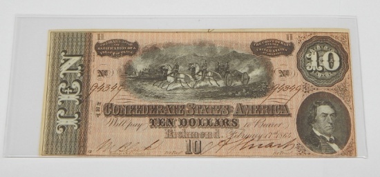 CONFEDERATE $10 NOTE - FEBRUARY 17, 1864