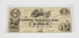 1854 $1 FARMERS' and MERCHANTS' BANK of MEMPHIS, TN